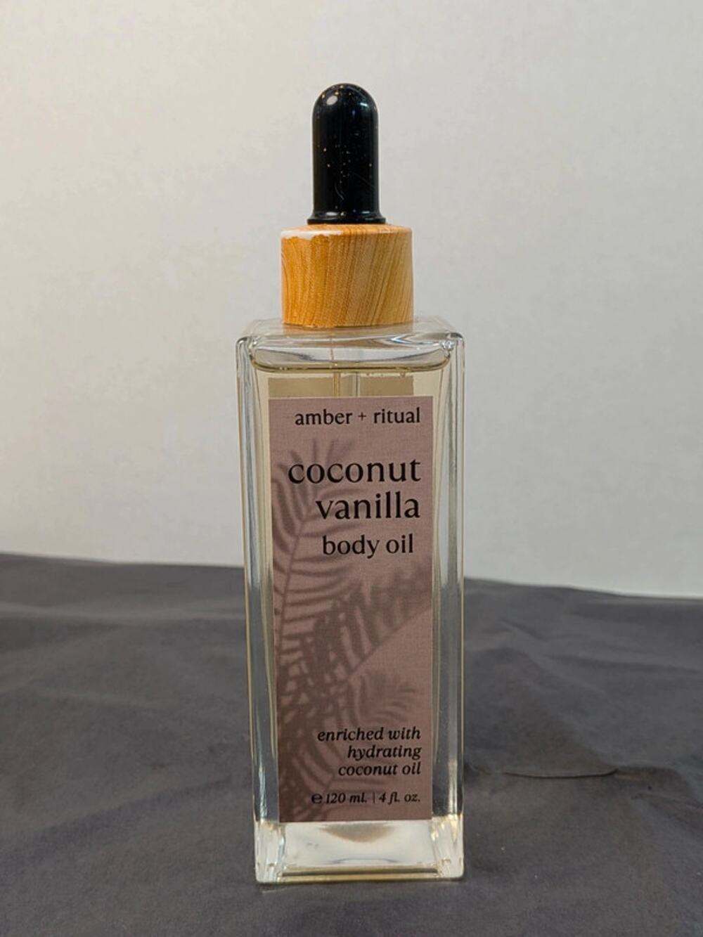 Amber + Ritual Coconut Vanilla Body Oil 4 oz Hydrating Coconut Oil Dropper